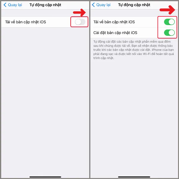 Cách bật tự động cập nhật phần mềm trên iPhone