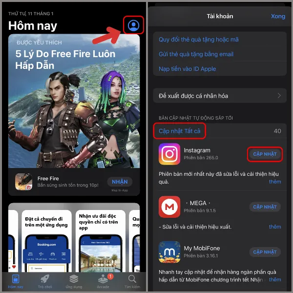 Cách cập nhật ứng dụng trên iPhone