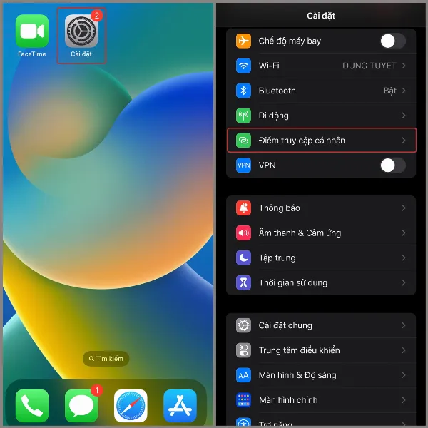 Cài đặt điểm truy cập cá nhân trên iPhone 14 Pro Max