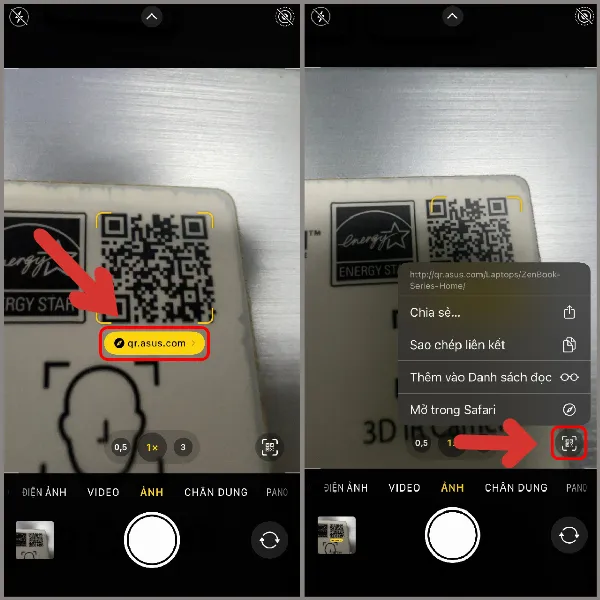 Chạm vào thông báo hoặc biểu tượng quét để mở liên kết từ mã QR