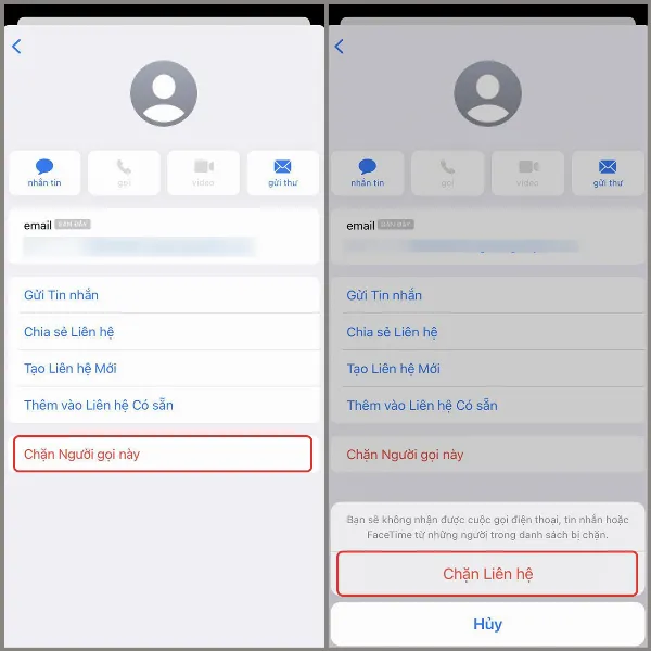 Chặn liên hệ tin nhắn rác