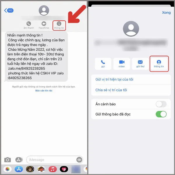 Chặn tin nhắn rác trên iPhone