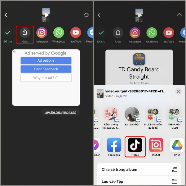 Chia sẻ video lên TikTok từ InShot
