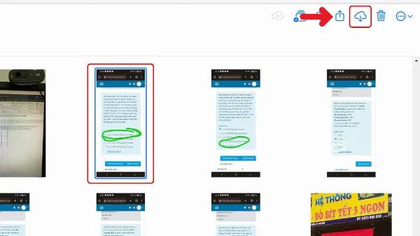 Chọn ảnh và nhấp vào biểu tượng tải xuống