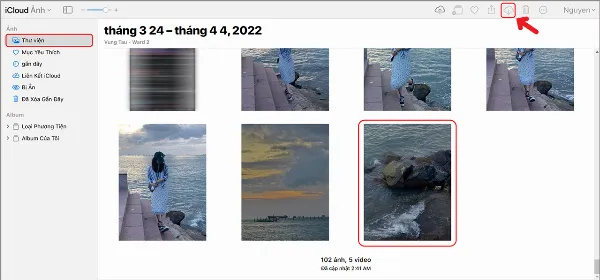 Chọn ảnh và tải xuống từ thư viện iCloud về máy tính