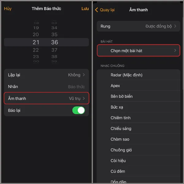 Chọn bài hát từ Apple Music làm nhạc chuông báo thức