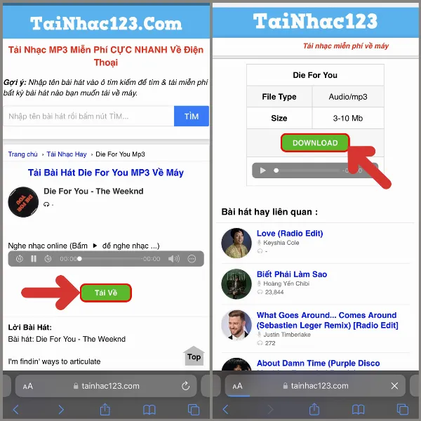 Chọn bài hát và tải về