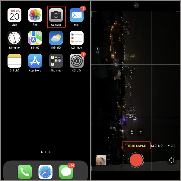 Time-lapse là gì? Cách quay video tua nhanh (Time-lapse) trên iPhone để ghi lại toàn bộ quá trình 8 Chọn chế độ Time-lapse trong ứng dụng Camera