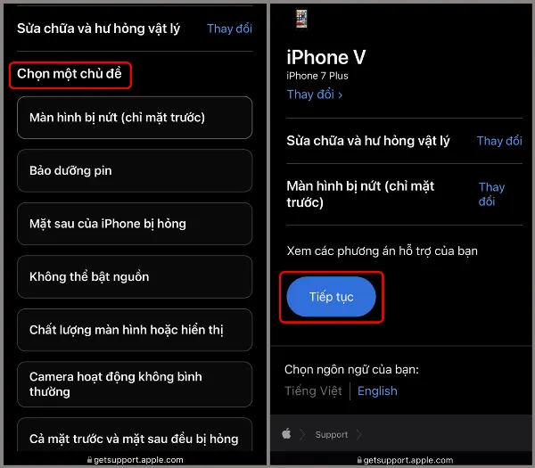 2 cách liên hệ hỗ trợ Apple để yêu cầu sửa chữa và giải quyết những vấn đề về iPhone của bạn hiệu quả 8 Chọn chủ đề cần hỗ trợ