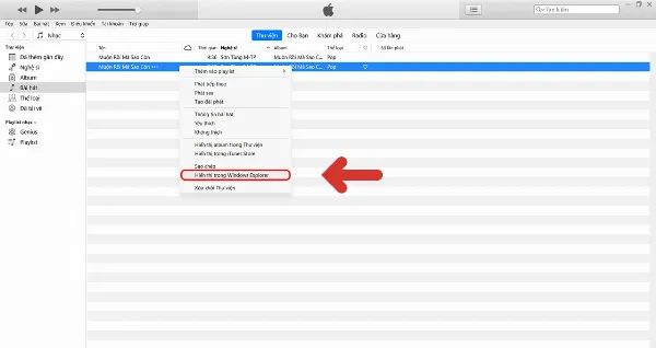 Chọn Hiển thị trong Windows Explorer
