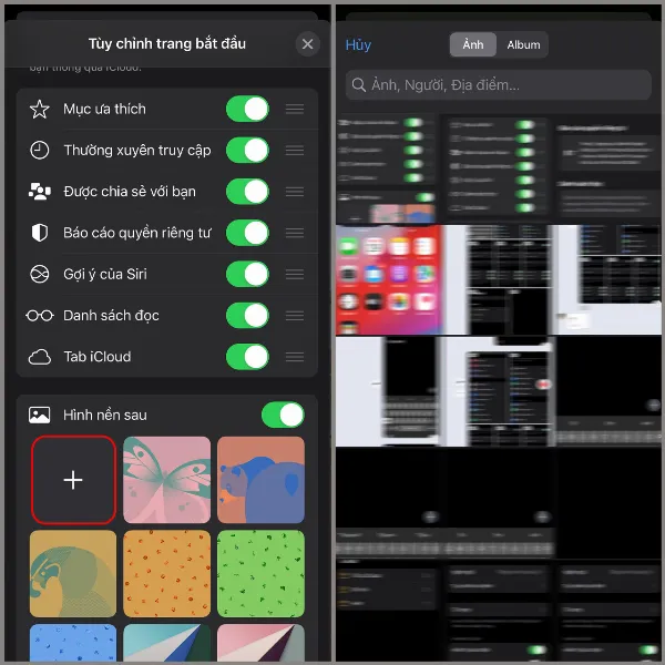 Chọn hình nền mặc định hoặc từ thư viện ảnh trên iPhone