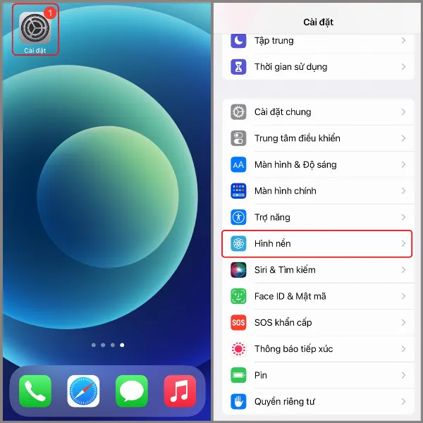 Chọn hình nền mới và các tùy chọn hình nền