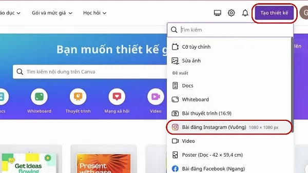 Template Instagram là gì? Cách tạo template trên Instagram cực đẹp, mang phong cách của riêng bạn 2 Chọn kích thước Bài đăng Instagram (Vuông) để tạo template