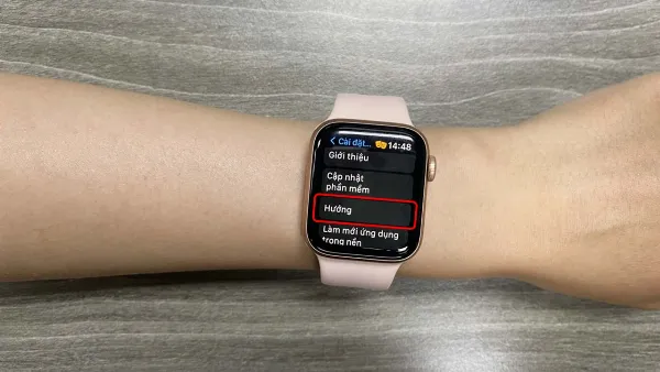 Chọn mục Hướng trong Cài đặt chung