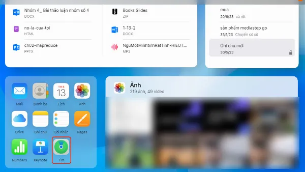 Chọn mục Tìm iPhone trong giao diện iCloud