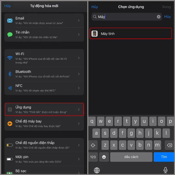 Chọn mục Ứng dụng, sau đó tìm và chọn ứng dụng Máy tính