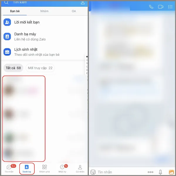 Chọn người dùng từ danh bạ Zalo