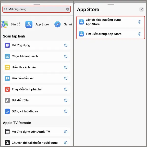 3 cách đổi icon iPhone để giao diện ấn tượng hơn, tuy dùng thiết bị đã lâu nhưng chưa biết mẹo này thì phí quá 3 Chọn tác vụ Mở ứng dụng trong danh sách các tác vụ của Phím tắt