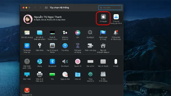 Cửa sổ ID Apple trên MacBook