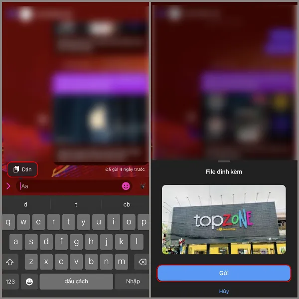 Dán và gửi hình ảnh