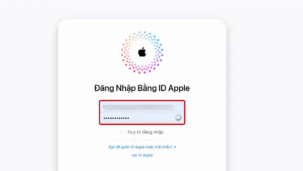 Đăng nhập iCloud để mở khóa iPhone