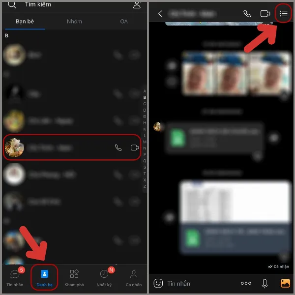 Danh bạ Zalo trên điện thoại