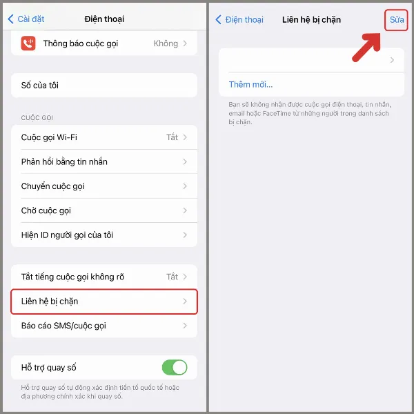 Danh sách liên hệ bị chặn
