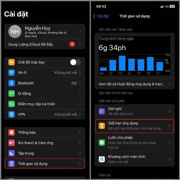 Đặt giới hạn sử dụng ứng dụng trên iPhone