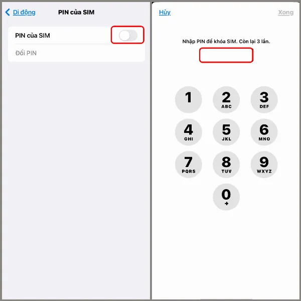Đặt mã PIN mới cho SIM