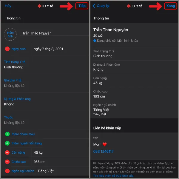 Cách tạo ID y tế trên iPhone để người khác giúp đỡ bạn kịp thời trong những trường hợp khẩn cấp 3 Điền thông tin y tế cần thiết