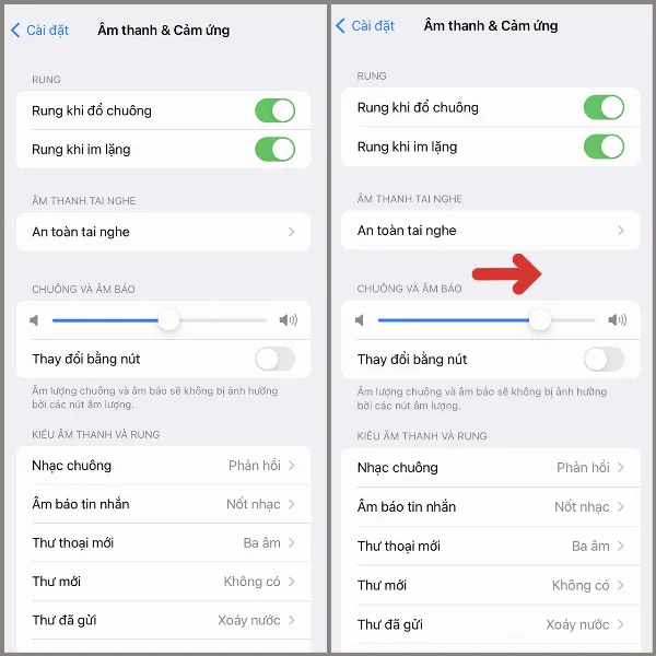 Điều chỉnh âm lượng nhạc chuông iPhone