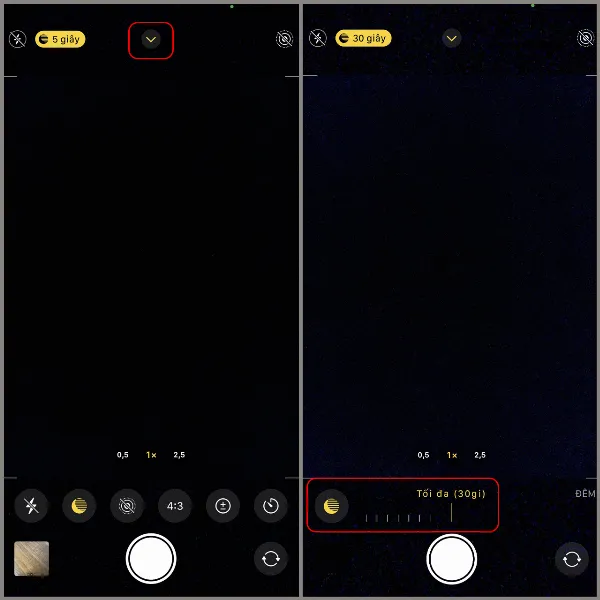 Điều chỉnh thời gian chụp đêm