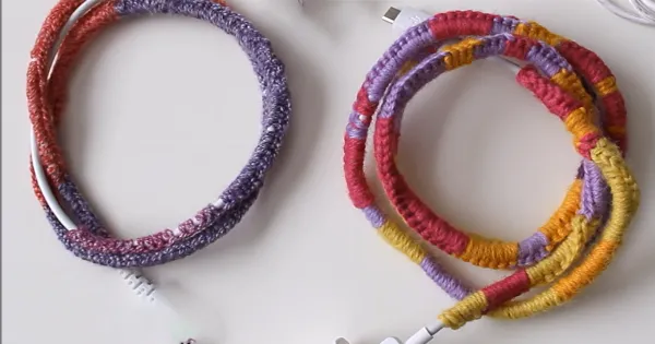 Dùng chỉ thêu quấn quanh cáp sạc