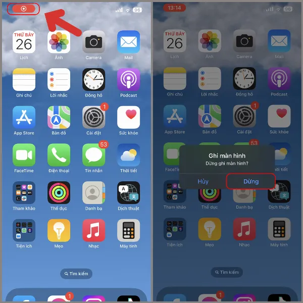 Dừng ghi màn hình iPhone