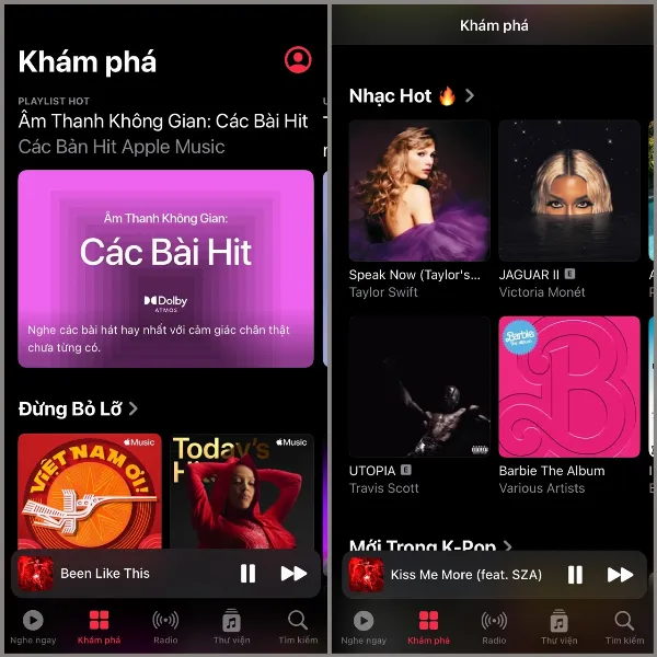 Giao diện Khám phá của Apple Music