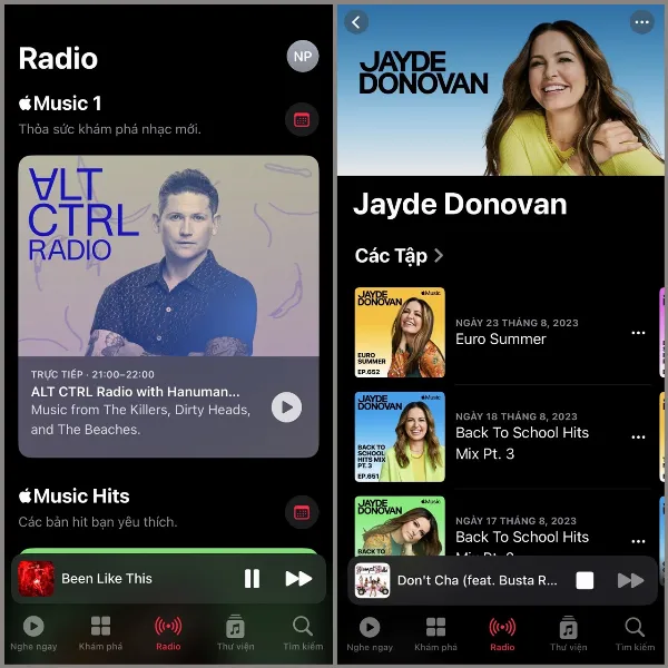 Giao diện Radio của Apple Music