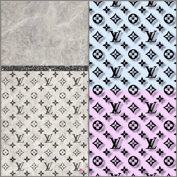 Giao diện thư viện ảnh trên iPhone, hiển thị các hình nền Louis Vuitton đã tải về