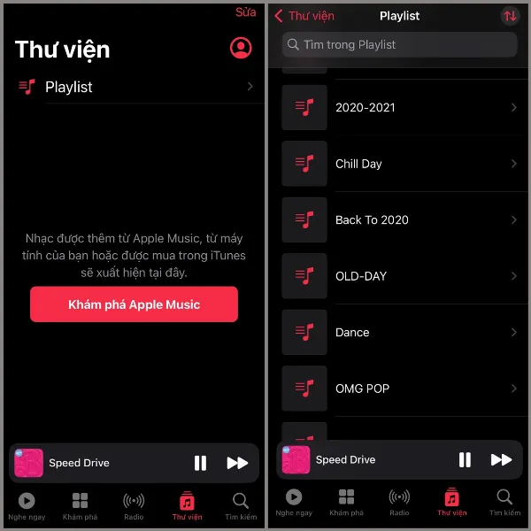Giao diện Thư viện của Apple Music
