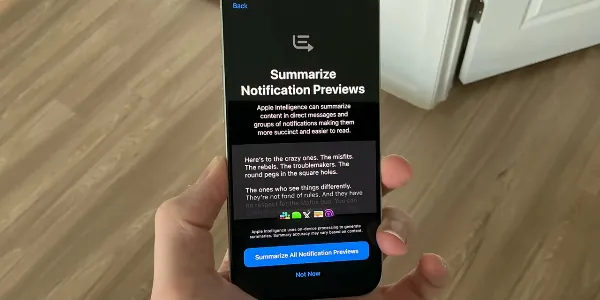 Giao diện tính năng Tóm tắt thông báo (Notification Summary) trên iOS 18.1 Beta 3, cho phép tùy chỉnh thông báo từ các ứng dụng.