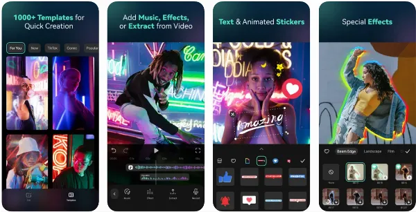 Giao diện ứng dụng chỉnh sửa video FilmoraGO trên iPhone 12