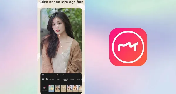 Giao diện ứng dụng Meitu với các tùy chọn chỉnh sửa ảnh và video