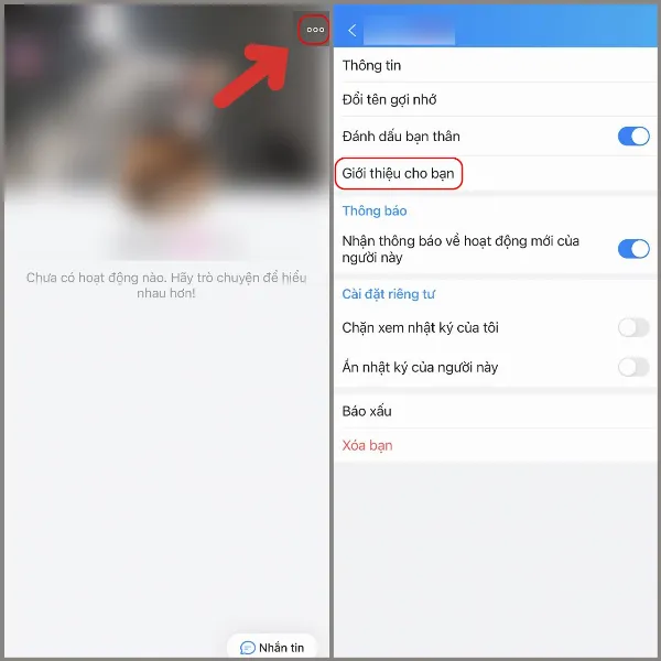 Giới thiệu danh thiếp trên Zalo
