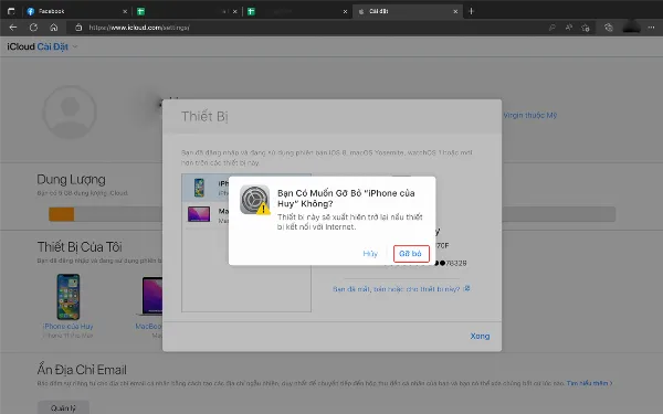Gỡ bỏ thiết bị khỏi tài khoản Apple ID