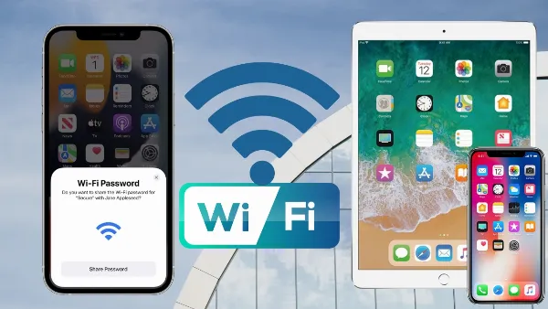 Hình ảnh điện thoại iPhone đang chia sẻ WiFi cho một điện thoại iPhone khác