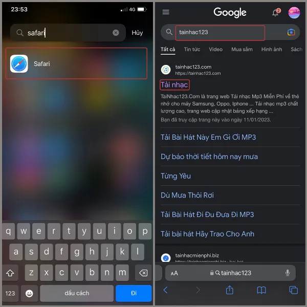 Nhạc tải về iPhone ở đâu? Cách tìm nhạc tải về trên iPhone đơn giản và nhanh chóng mà bạn nên biết 3 Hình ảnh minh họa giao diện một trang web tải nhạc trên trình duyệt Safari của iPhone