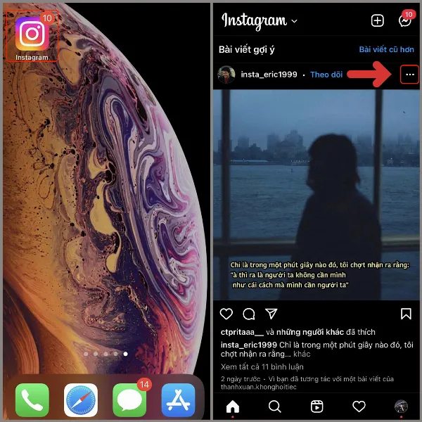 2 cách lưu ảnh trên Instagram vô cùng dễ dàng, giúp bạn lưu lại những bức hình đẹp mà mình thích 1 Hình ảnh minh họa thao tác chọn hình muốn tải trên Instagram