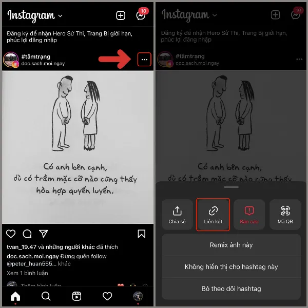2 cách lưu ảnh trên Instagram vô cùng dễ dàng, giúp bạn lưu lại những bức hình đẹp mà mình thích 4 Hình ảnh minh họa thao tác sao chép liên kết hình ảnh từ instagram