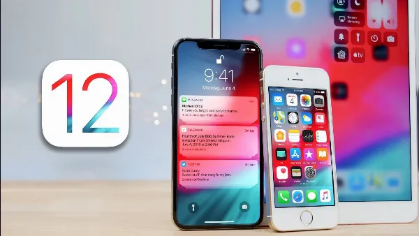 Hình nền mặc định trên iOS 12 với các màu sắc đan xen hài hòa
