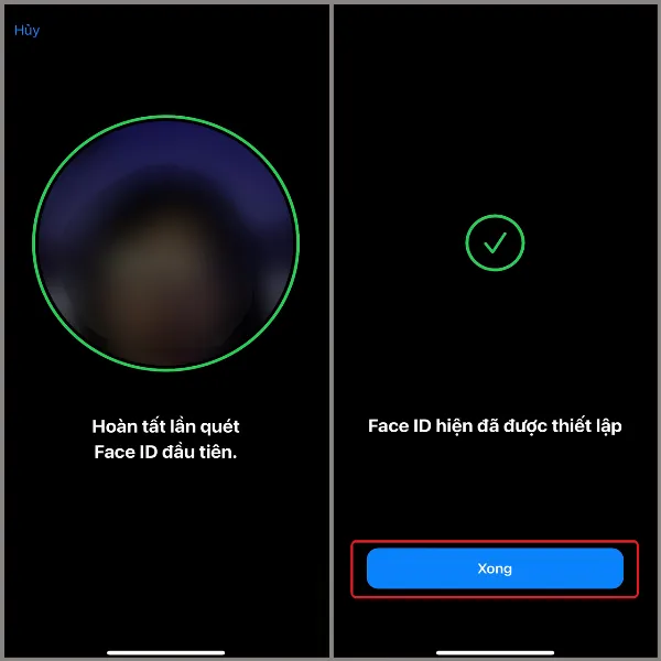 Hoàn tất thiết lập Face ID