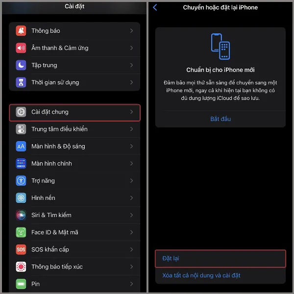 Hướng dẫn cách truy cập cài đặt Đặt lại